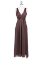 4193 Brown Long Evening Dress - Brown, Front View Thumbnail