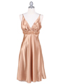 4203 Gold Satin Cocktail Dress - Gold, Front View Thumbnail