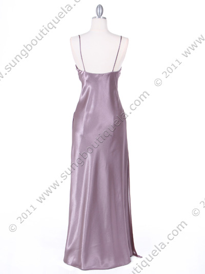 4222 Mauve Evening Dress with Chiffon Layer - Mauve, Back View Medium