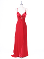 4222 Red Evening Dress with Chiffon Layer - Red, Front View Thumbnail