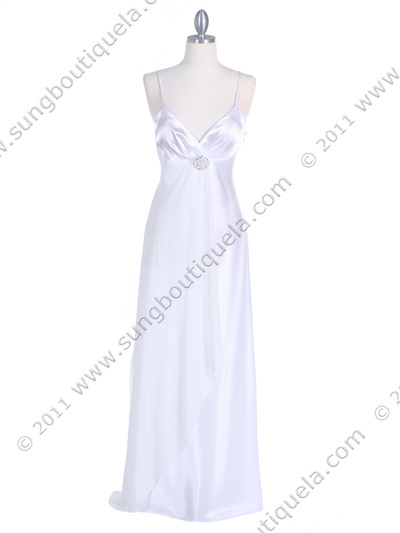 4222 Ivory Evening Dress with Chiffon Layer - Ivory, Front View Medium