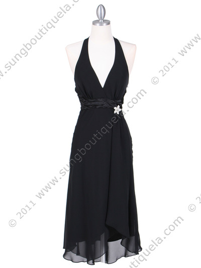 4230 Black Cocktail Dress - Black, Front View Medium
