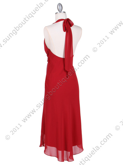 4230 Deep Red Cocktail Dress - Deep Red, Back View Medium