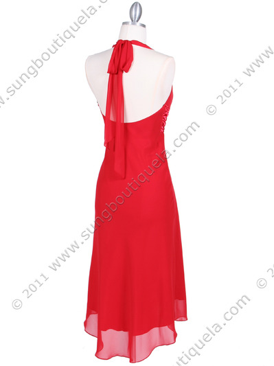 4230 Red Cocktail Dress - Red, Back View Medium