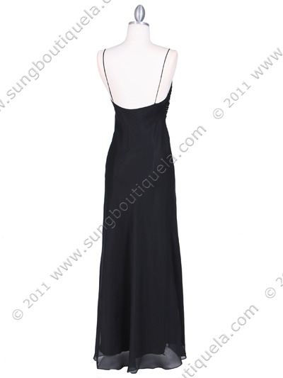 4268 Black Illusion Evening Gown - Black, Back View Medium