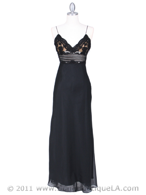 4268 Black Illusion Evening Gown, Black