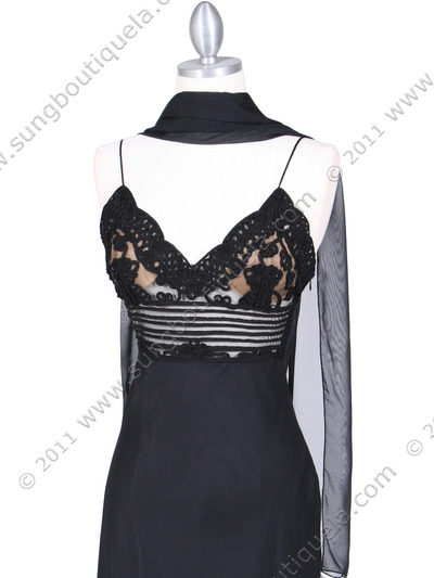 4268 Black Illusion Evening Gown - Black, Alt View Medium