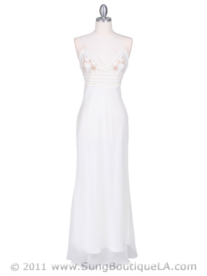 4268 Ivory Illusion Evening Gown, Ivory