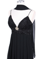 4273 Black Pleated Top Cocktail Dress with Rhinestone Brooch - Black, Alt View Thumbnail