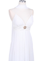 4273 Ivory Pleated Top Cocktail Dress with Rhinestone Brooch - Ivory, Alt View Thumbnail