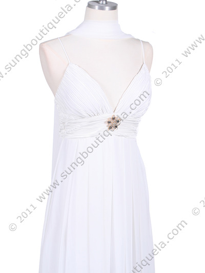 4273 Ivory Pleated Top Cocktail Dress with Rhinestone Brooch - Ivory, Alt View Medium