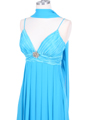 4273 Turquoise Pleated Top Cocktail Dress with Rhinestone Brooch - Turquoise, Alt View Thumbnail