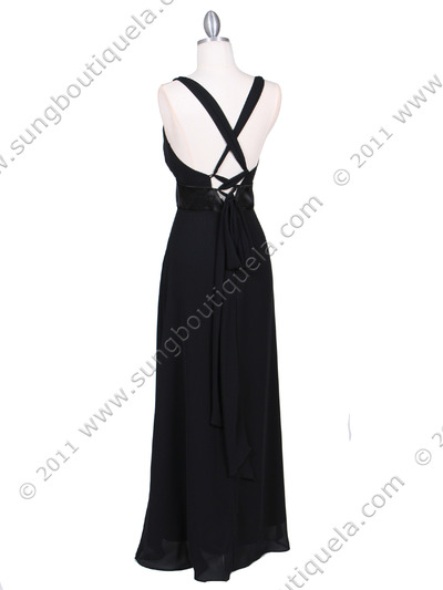 4280 Black Long Evening Dress - Black, Back View Medium