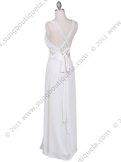 4280 Ivory Long Evening Dress - Ivory, Back View Medium