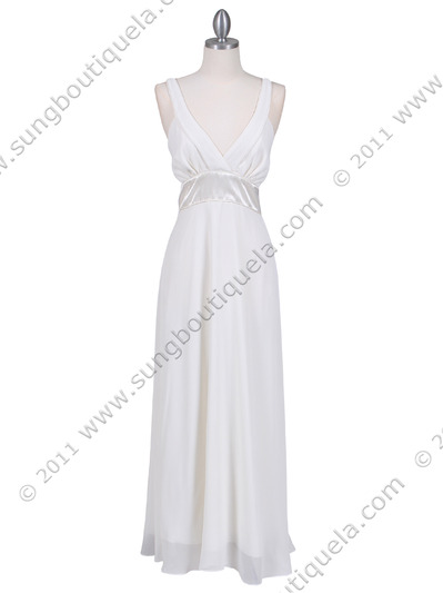 4280 Ivory Long Evening Dress - Ivory, Front View Medium