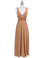 4280 Taupe Long Evening Dress - Taupe, Front View Thumbnail