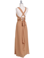 4280 Taupe Long Evening Dress - Taupe, Back View Thumbnail