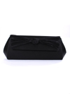 43002 Black Satin Evening Bag with Pleated Bow - Black, Front View Thumbnail
