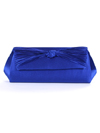 43002 Royal Blue Satin Evening Bag with Pleated Bow - Royal Blue, Front View Thumbnail