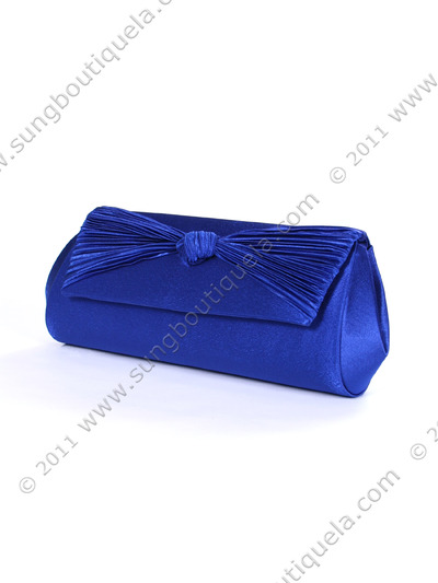 43002 Royal Blue Satin Evening Bag with Pleated Bow - Royal Blue, Alt View Medium