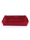 43002 Burgundy Satin Evening Bag with Pleated Bow - Burgundy, Front View Thumbnail