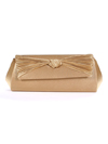 43002 Gold Satin Evening Bag with Pleated Bow - Gold, Front View Thumbnail
