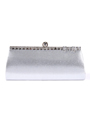 43105 Silver Evening Bag with Rhinestone Frame - Silver, Front View Thumbnail
