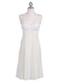 4351 Ivory Halter Cocktail Dress - Ivory, Front View Thumbnail