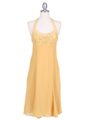 4351 Yellow Halter Cocktail Dress - Yellow, Front View Thumbnail