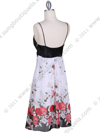 4419 Black Red Chiffon Print Dress - Black Red, Back View Medium