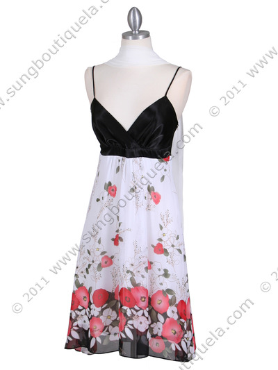 4419 Black Red Chiffon Print Dress - Black Red, Alt View Medium