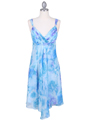 4421 Blue Chiffon Floral Print Dress - Blue, Front View Thumbnail