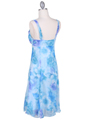 4421 Blue Chiffon Floral Print Dress - Blue, Back View Thumbnail