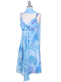 4421 Blue Chiffon Floral Print Dress - Blue, Alt View Thumbnail