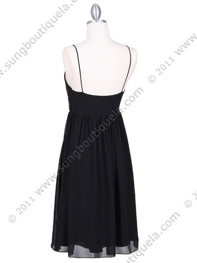 4431 Black Beaded Cocktail Dress - Black, Back View Medium