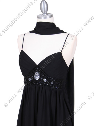 4431 Black Beaded Cocktail Dress - Black, Alt View Medium