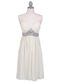4431 Ivory Beaded Cocktail Dress - Ivory, Front View Thumbnail