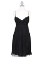 4451 Black Pleated Cocktail Dress - Black, Front View Thumbnail