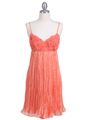 4451 Orange Pleated Cocktail Dress - Orange, Front View Thumbnail