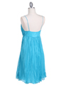 4451 Turquoise Pleated Cocktail Dress - Turquoise, Back View Thumbnail