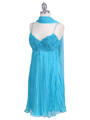 4451 Turquoise Pleated Cocktail Dress - Turquoise, Alt View Thumbnail