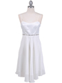 4463N Ivory Satin 3/4 Length Cocktail Dress - Ivory, Front View Thumbnail