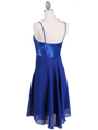 4463N Royal Blue Satin 3/4 Length Cocktail Dress - Royal Blue, Back View Thumbnail