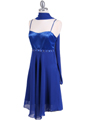 4463N Royal Blue Satin 3/4 Length Cocktail Dress - Royal Blue, Alt View Thumbnail