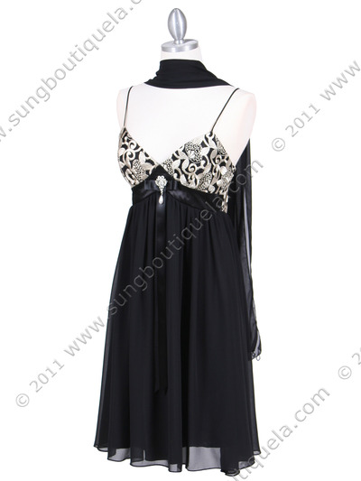 4464 Black/Gold Embroideries Cocktail Dress - Black Gold, Alt View Medium
