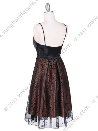 4469 Black Gold Mesh Cocktail Dress - Black Gold, Back View Medium
