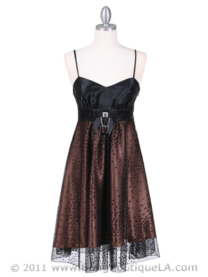 4469 Black Gold Mesh Cocktail Dress, Black Gold