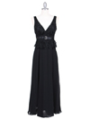 4475 Black Evening Dress with Rhinestone Buckle - Black, Front View Thumbnail