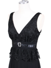 4475 Black Evening Dress with Rhinestone Buckle - Black, Alt View Thumbnail