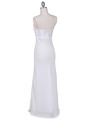 4480 White Satin Beaded Evening Dress - White, Back View Thumbnail